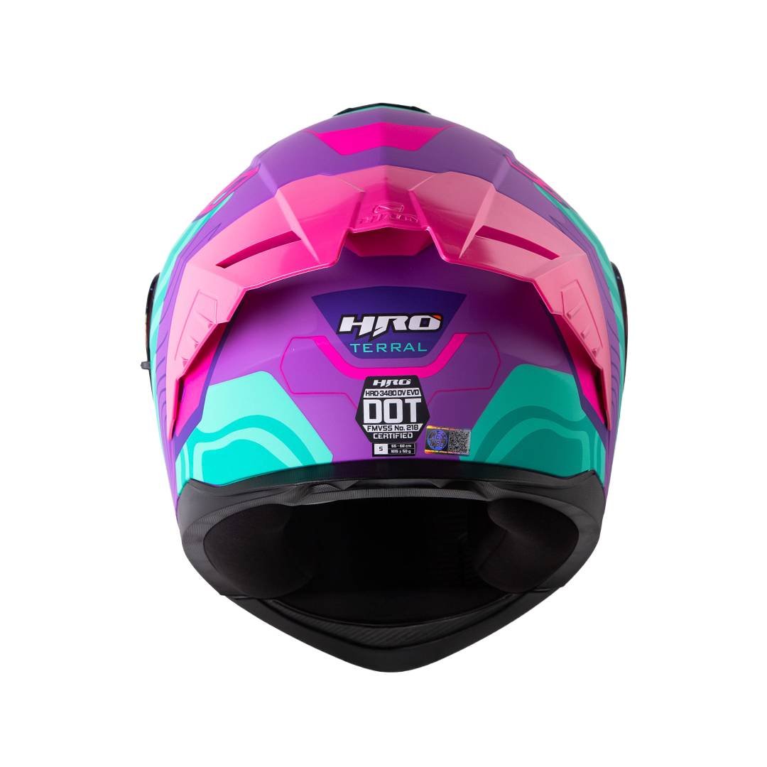 Casco moto hro 3480dv terral mr turq abatible con sun visor dot - Imagen 5