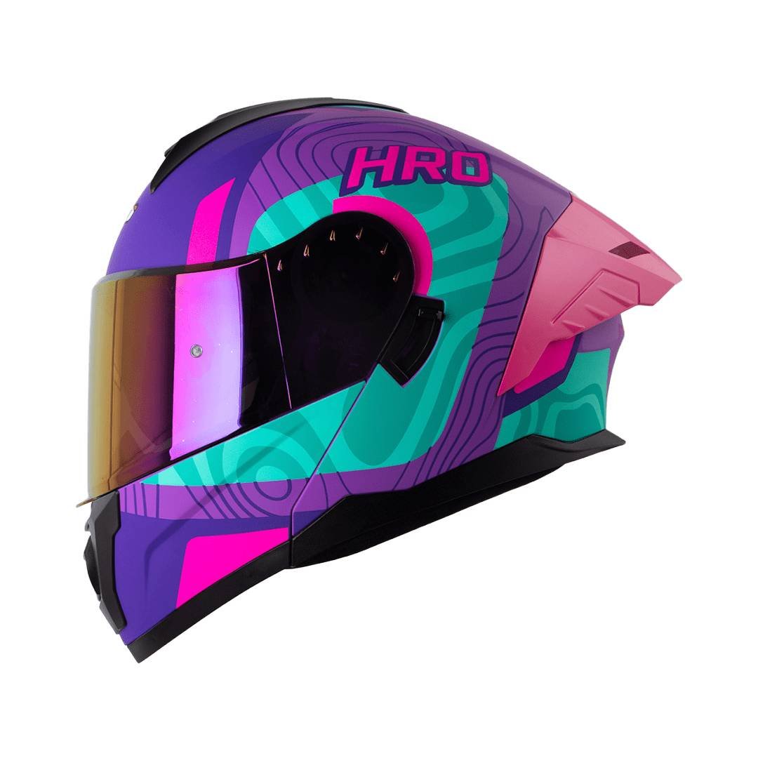 Casco moto hro 3480dv terral mr turq abatible con sun visor dot