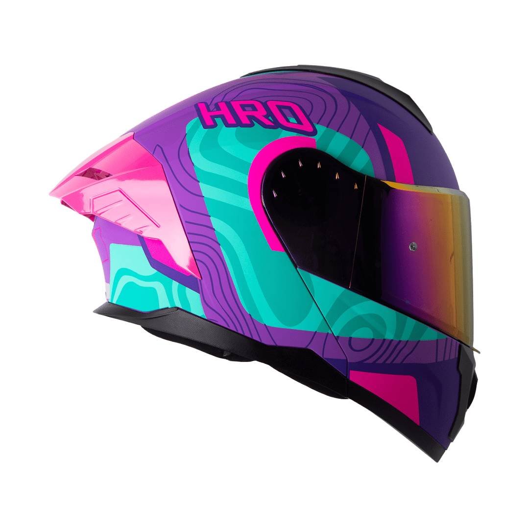 Casco moto hro 3480dv terral mr turq abatible con sun visor dot - Imagen 3