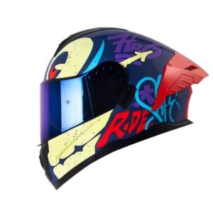 Casco moto hro 3480dv letter face az.os mr abatible con sun visor dot