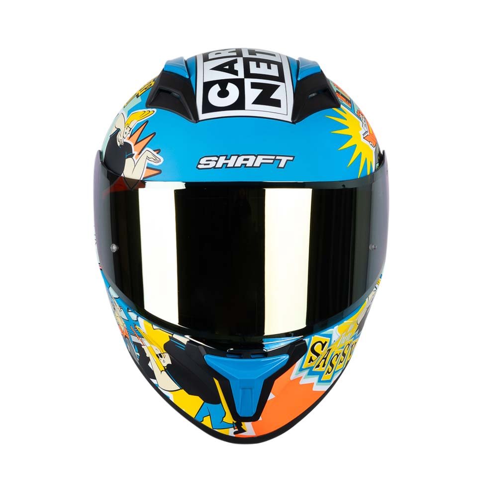 Casco moto shaft 582sp evo Johnny Bravo az integral Edicion Limitada Cartoon Network - Imagen 3