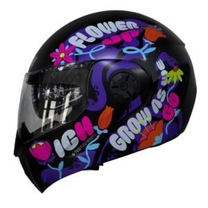 Casco moto ich 3110 jr flower up fc abatible con sun visor certificación dot