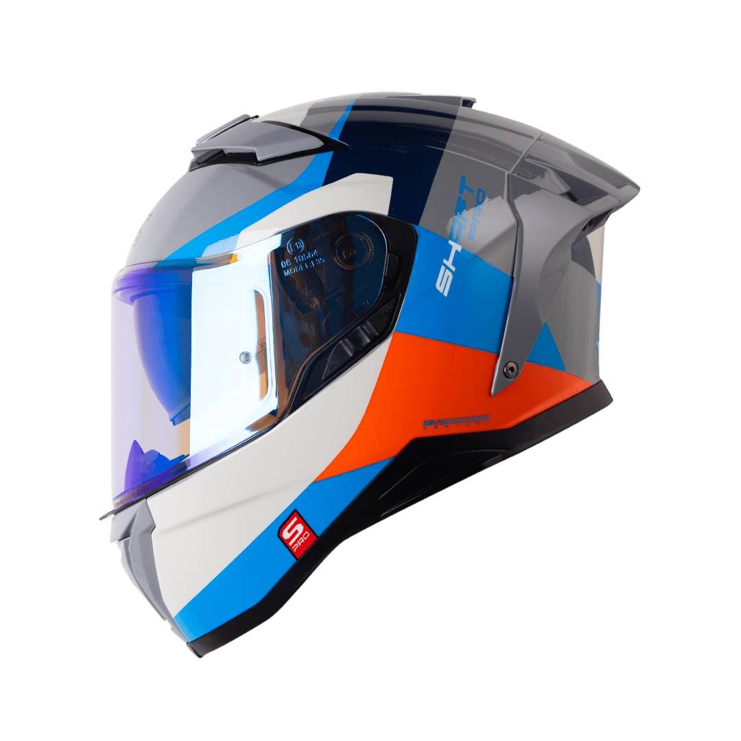 Casco moto shaft pro 606sp flame gr az integral con sun visor
