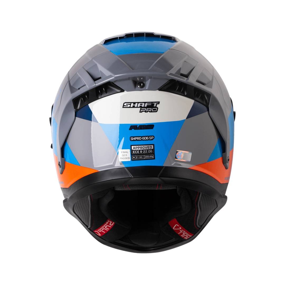 Casco moto shaft pro 606sp flame gr az integral con sun visor - Imagen 5