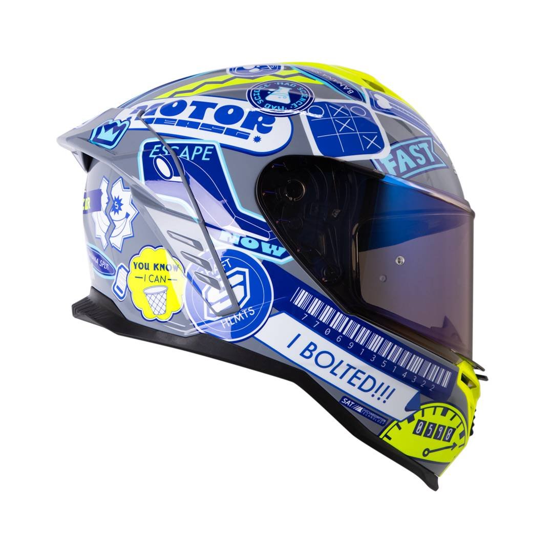 Casco moto shaft sh-598 randomizer gr.os az integral sun visor - Imagen 3