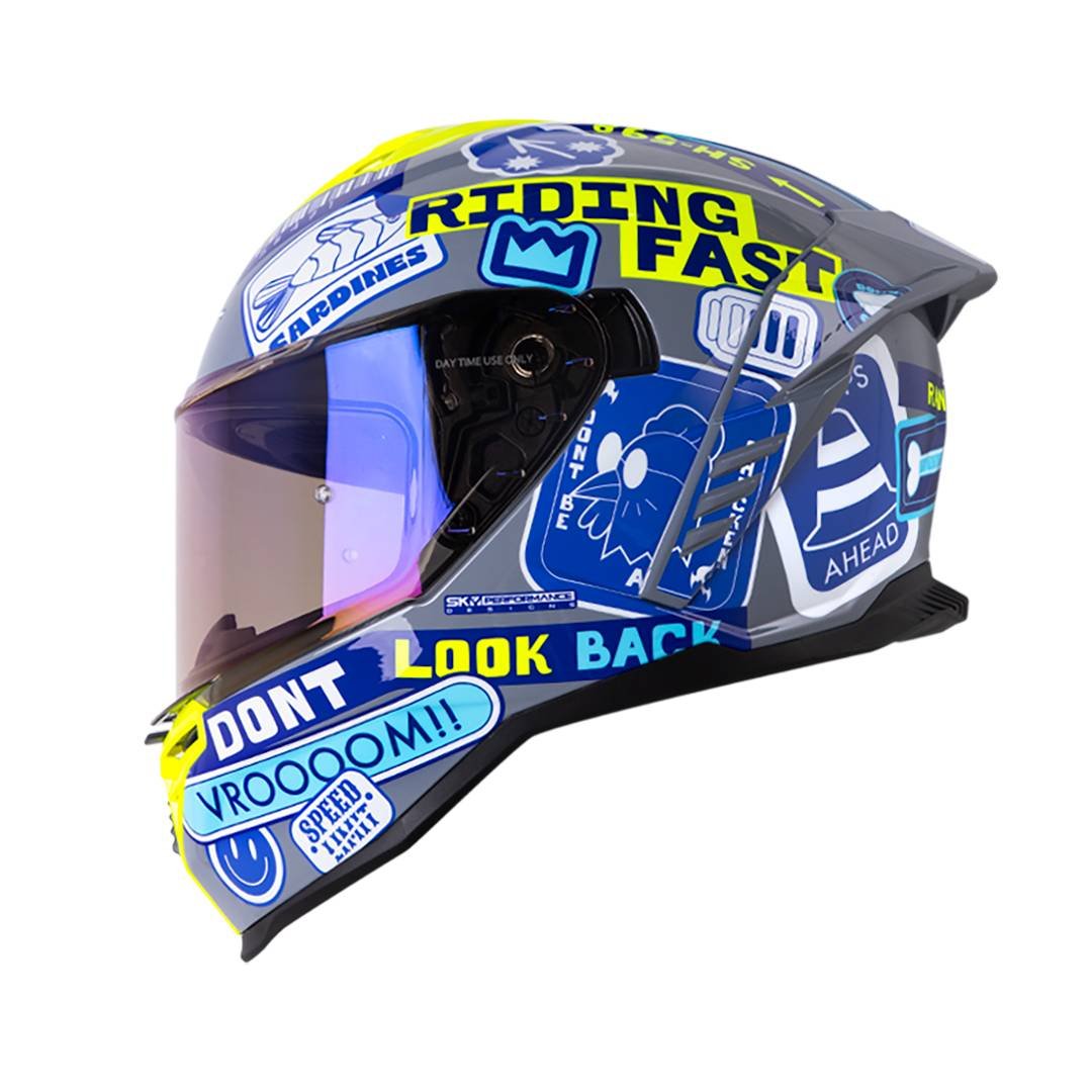 Casco moto shaft sh-598 randomizer gr.os az integral sun visor